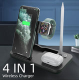 15W Fast Charge 4 In 1 QI Wireless Charger Dock Station For iPhone 11 12 Pro MAX Apple Watch Airpods Pro Charging Stand