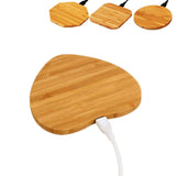 Heart Shape Wood Bamboo Qi Wireless Charger Desktop Charging Pad For iPhone