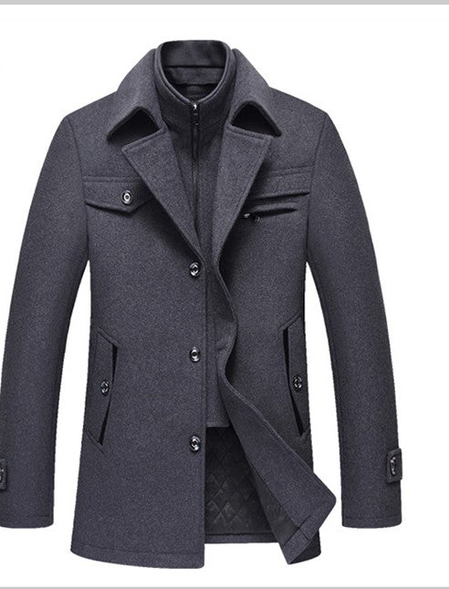 Men woolen slim fit overcoat