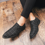 Breathable Casual Checked Leather Shoes