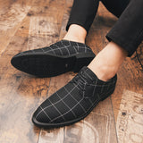 Breathable Casual Checked Leather Shoes