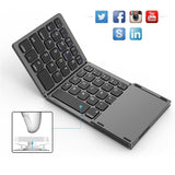New Mini Wireless Three Folding Bluetooth Keyboard Bluetooth Wireless Folding With Touch Pad Bo33 Rechargeable Keyboard
