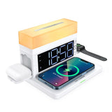 Multifunctional Wireless Charger 15W Fast Charge Desk Lamp Alarm Clock 6 in 1 for Apple Huawei