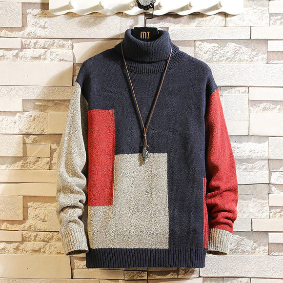 Colour Contrast Turtleneck Sweaters