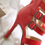Belt buckle high-heeled sandals