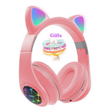 RGB Cat Ear Headphones Bluetooth 5.0 Noise Cancelling Adults Kids girl Headset Support TF Card FM Radio With Mic Gift bracelet