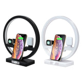 3 IN 1 QI Fast Wireless Charger Dock for iPhone 11 Pro Max for Apple Watch iWatch 1 2 3 4 5 Airpods Charger Holder LED Lamp
