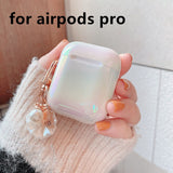 3D Love Pearl Shell Keychain Water Drop Rainbow Hard Headphone Earphone case for apple airpods 1 2 3 pro Wireless Headset cover