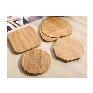 Heart Shape Wood Bamboo Qi Wireless Charger Desktop Charging Pad For iPhone