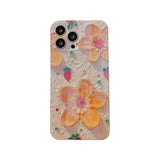 Strawberry Yellow Oil Painting Flowers Suitable For Apple 87plus Mobile Phone Case Flash Drill 13promax Glue 12 Fresh