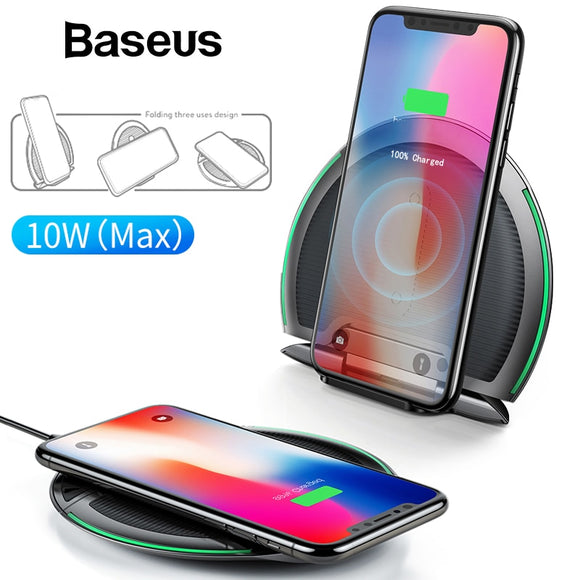Baseus Collapsible Qi Wireless Charger for iPhone 8/X Multifunction Fast Wireless Charging for Samsung S9/S9+/S8 Huawei Xiaomi