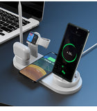 10W 7 in 1 Wireless Smart Desk Charging Dock Station Fast Charge Multifuntional Mobile Phone Watch Headsets Charging Station