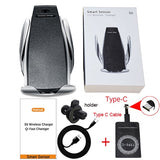 10W Wireless Car Charger S5 Automatic Clamping Fast Charging Phone Holder Mount in Car for iPhone xr Huawei Samsung Smart Phone