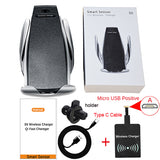 10W Wireless Car Charger S5 Automatic Clamping Fast Charging Phone Holder Mount in Car for iPhone xr Huawei Samsung Smart Phone