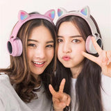 New Arrival LED Cat Ear Noise Cancelling Headphones Bluetooth 5.0 Young People Kids Headset Support TF Card 3.5mm Plug With Mic