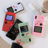 Gameboy Soft Phone Case Cover For iPhone X XR XS Max For iPhone 6 7 8 Plus Color Display 36 Classic Game Console Silicone Cover