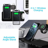 15W Qi Fast Wireless Charger Stand For iPhone 11 XR X 8 Apple Watch 4 in 1 Foldable Charging Dock Station