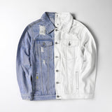Men's Blue white Patchwork Jackets