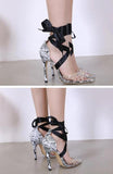 Studded Lace Up Heel Sandals