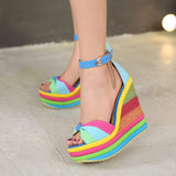 Rainbow thick fish mouth sandals